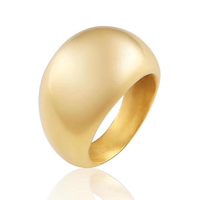 Gold Dome Ring - Sleek and Polished for Everyday Wear Bijou Her