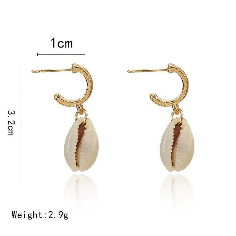 Gold Hoop and Puka Shell Seashell Earrings: Dainty and Stylish Accessory Bijou Her