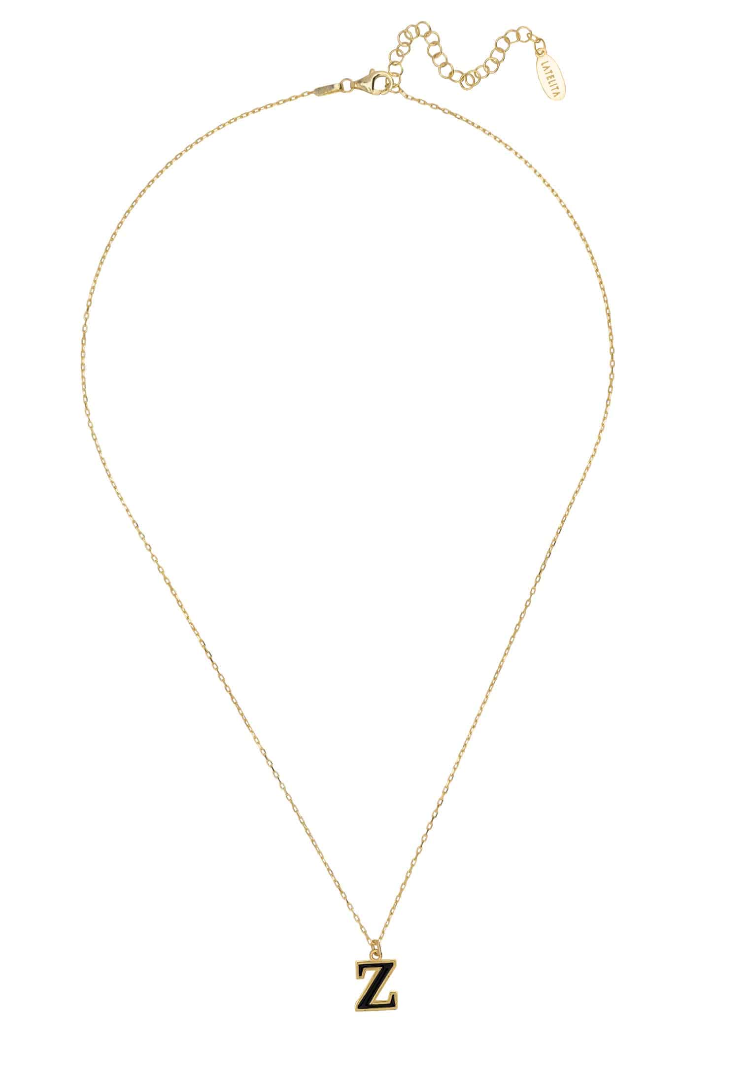 Gold Initial Enamel Pendant Necklace - Personalized Birthday Gift Idea Bijou Her