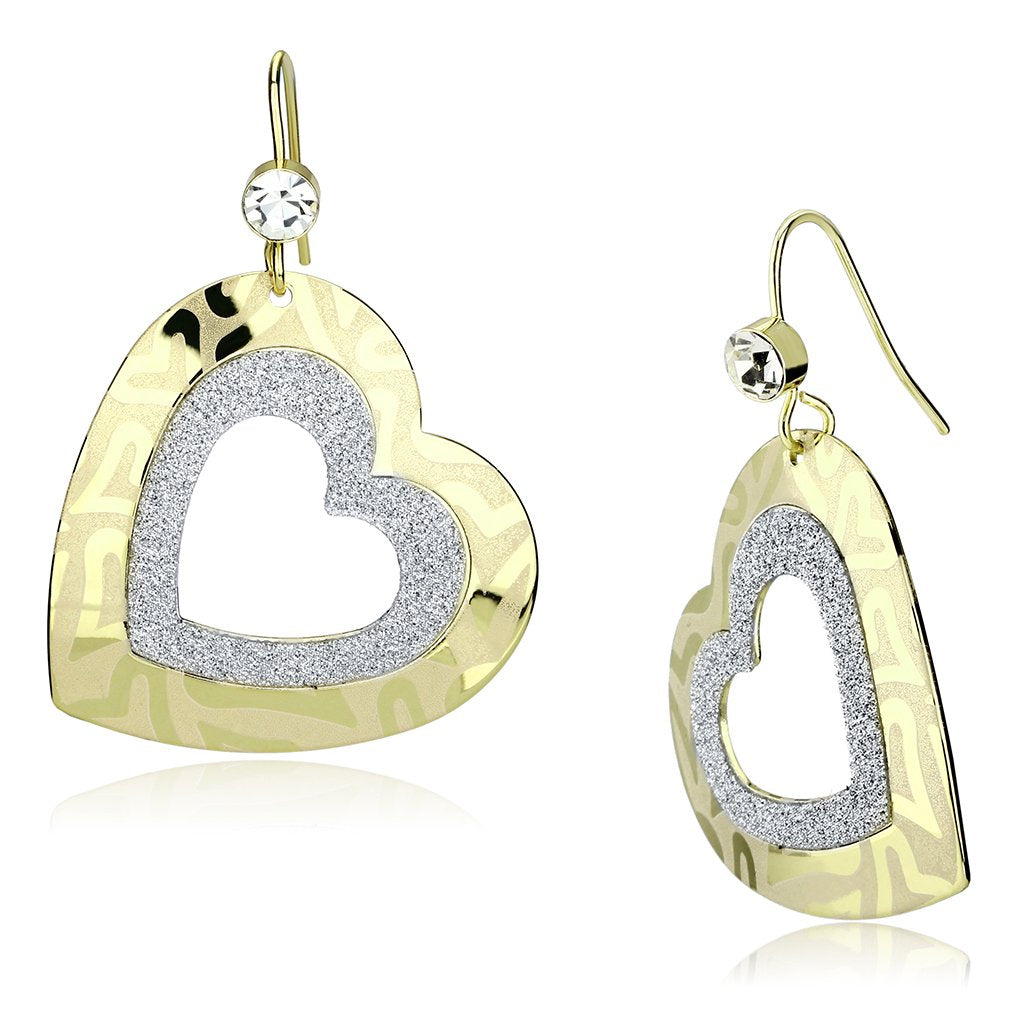 Gold Iron Earrings with Top Grade Clear Crystal - Backordered, 4-7 Day Shipping Lead Time Bijou Her