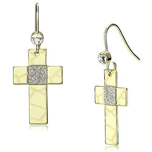 Gold Iron Earrings with Top Grade Clear Crystal - Backordered, 4-7 Day Shipping Lead Time Bijou Her