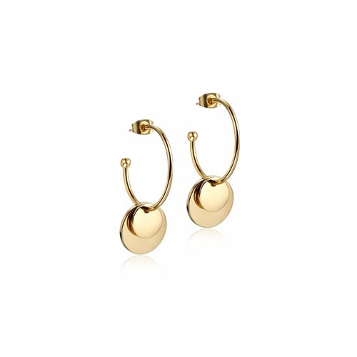 Gold Layered Disc Earrings - Hypoallergenic Stainless Steel Bijou Her