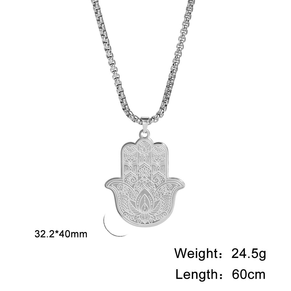 Gold Necklace Flower Palm Pendant Personality Bijou Her