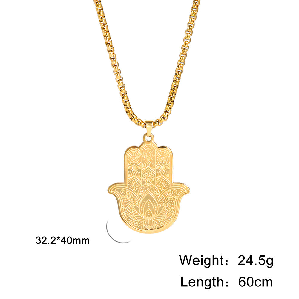Gold Necklace Flower Palm Pendant Personality Bijou Her