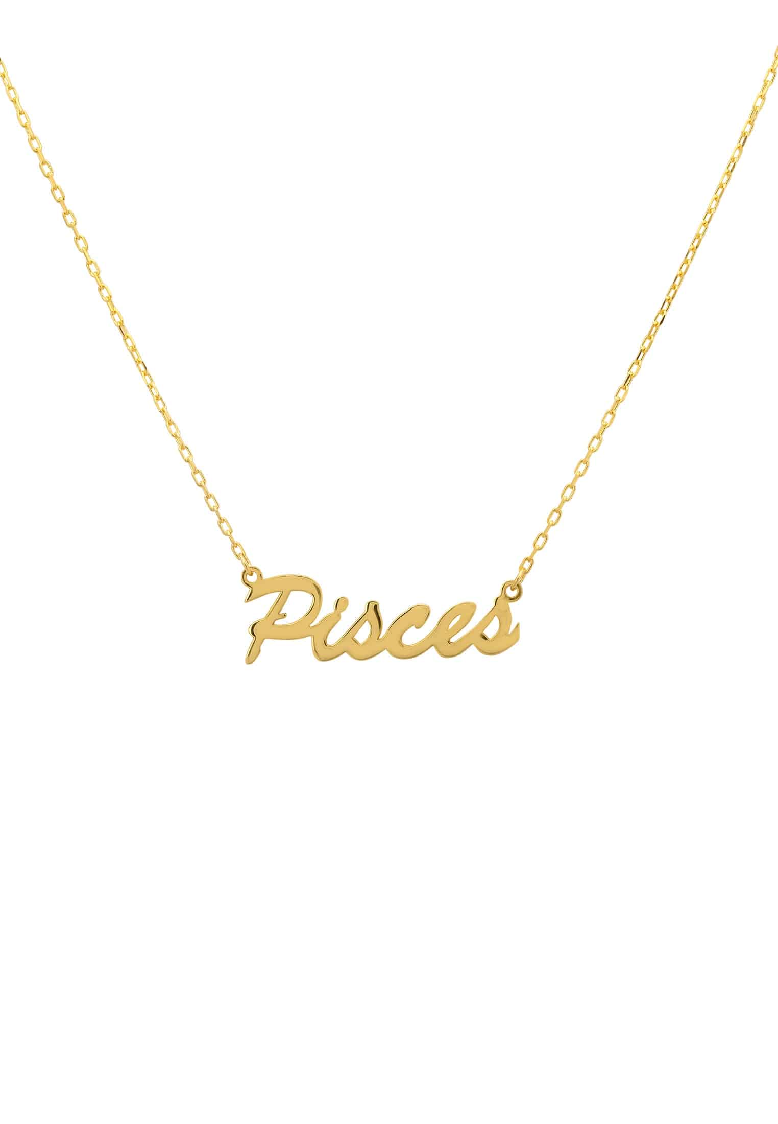 Gold Pisces Zodiac Name Necklace - Personalized Gift Idea for February-March Birthdays Bijou Her