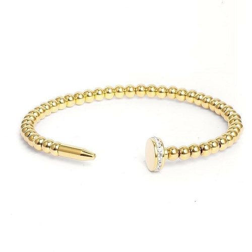 Gold Plated Beaded Nail Bracelet - Edgy Layering Piece Bijou Her