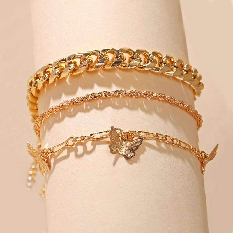 Gold Plated Butterfly Bracelet Set - Hypoallergenic, Comfort Fit, Made in Italy Bijou Her