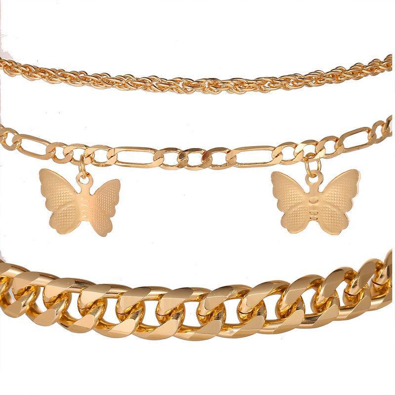 Gold Plated Butterfly Bracelet Set - Hypoallergenic, Comfort Fit, Made in Italy Bijou Her