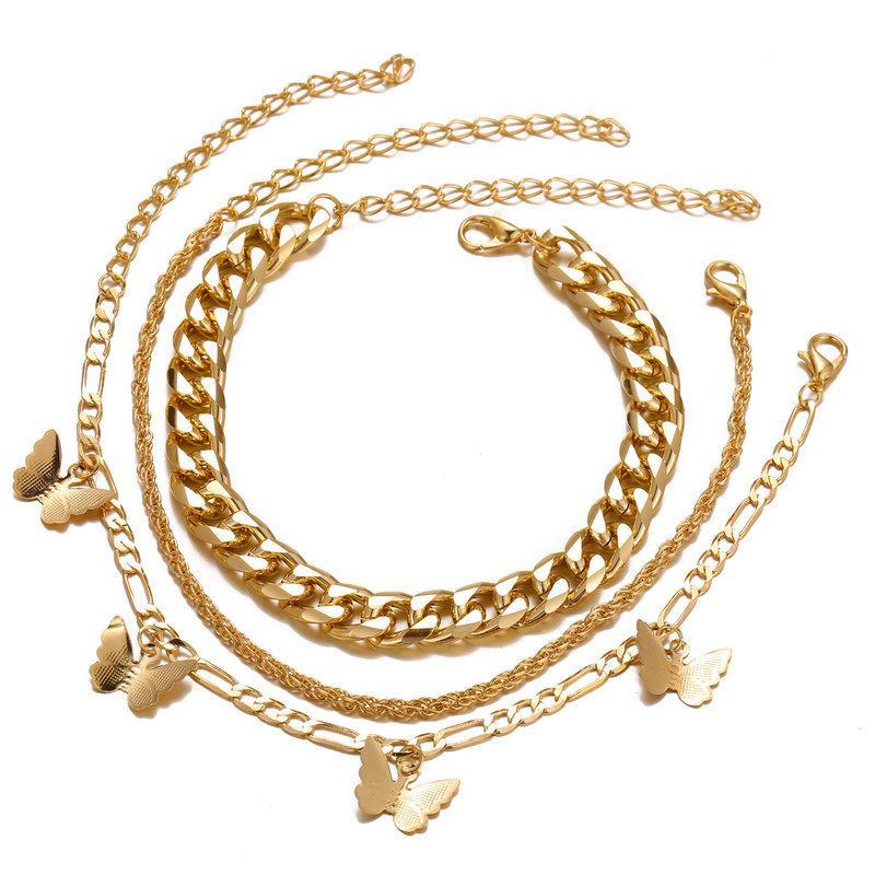 Gold Plated Butterfly Bracelet Set - Hypoallergenic, Comfort Fit, Made in Italy Bijou Her