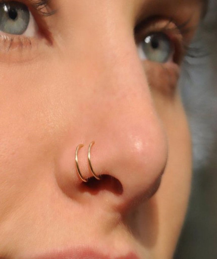 Gold Plated Classic Nose Ring - Sterling Silver, 0.8mm Thickness, 8mm Diameter Bijou Her