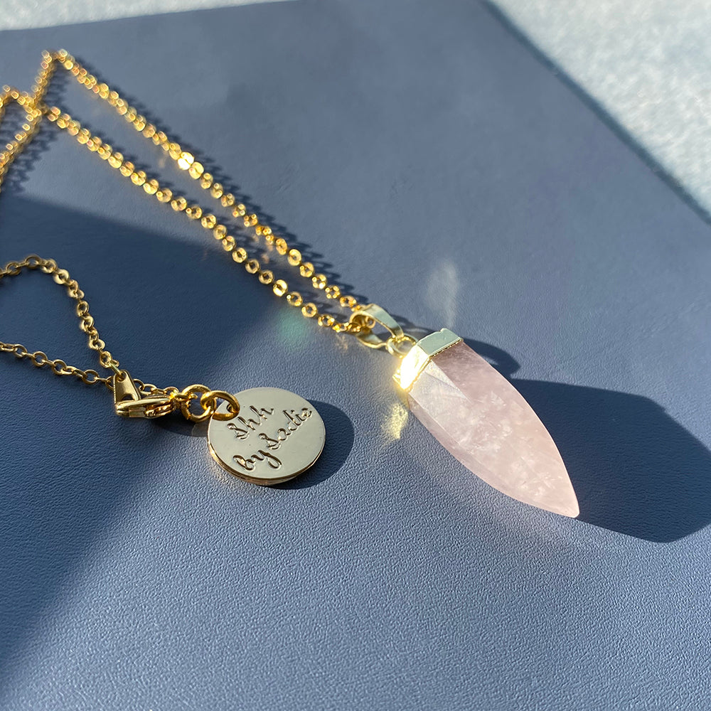 Gold Plated Crystal Quartz Necklace for Healing and Balance - Lemon Quartz, Rose Quartz, Amethyst Bijou Her