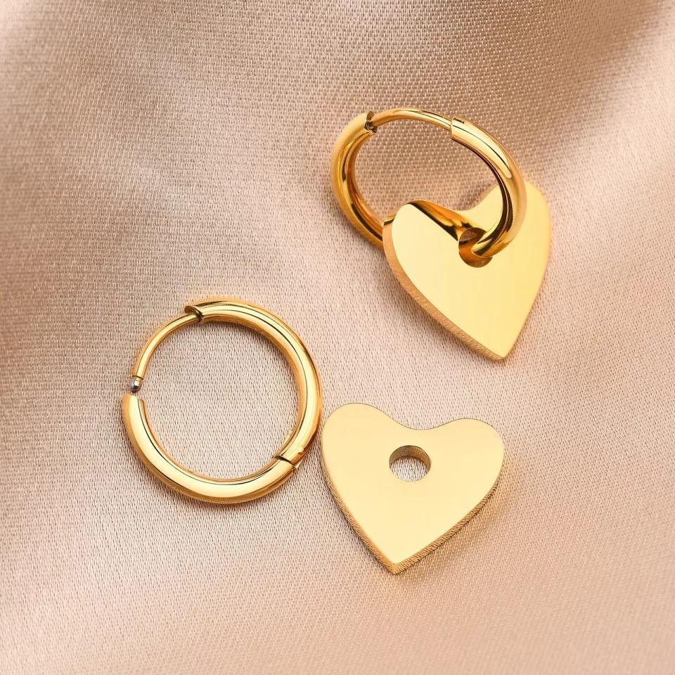 Gold Plated Heart Hoop Earrings - Tarnish Resistant & Hypoallergenic, 22mm Drop Bijou Her