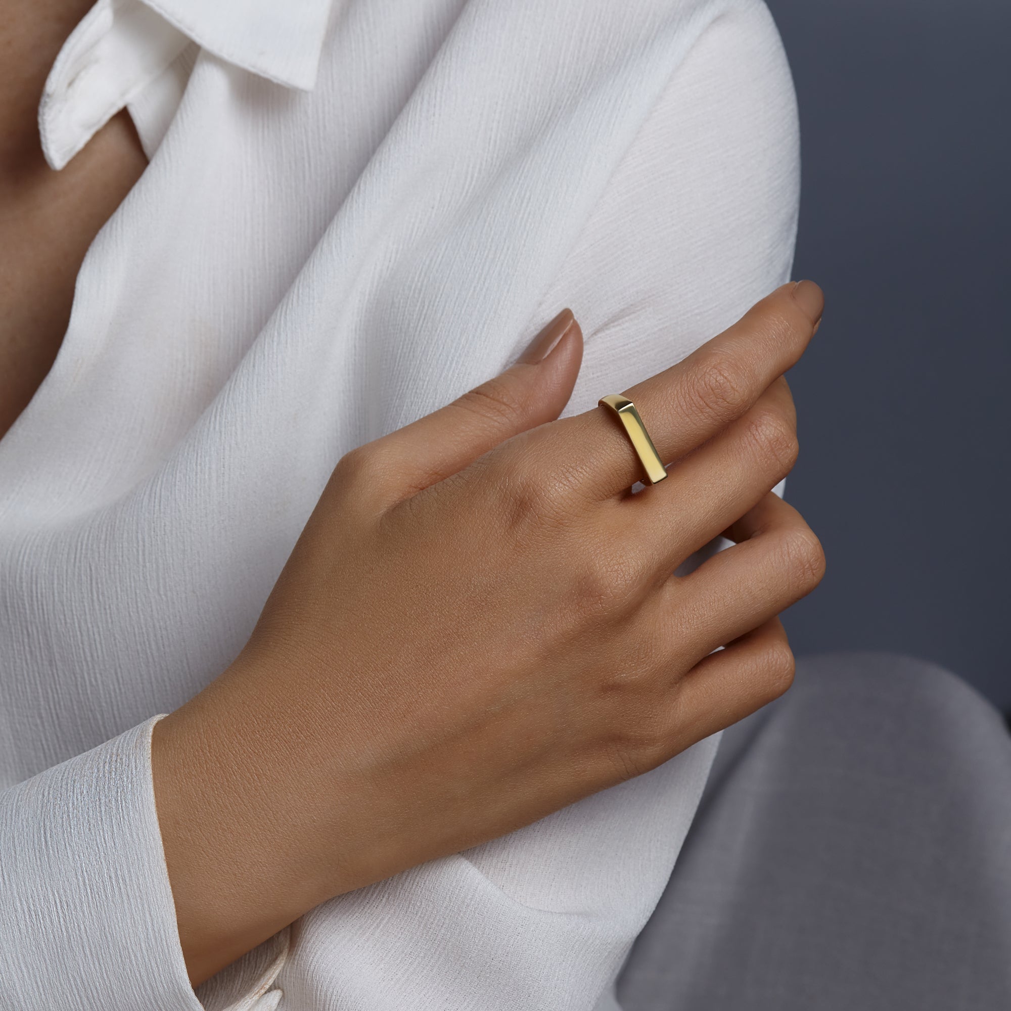 Gold Plated Signet Ring - Minimalist and Timeless Jewelry Bijou Her