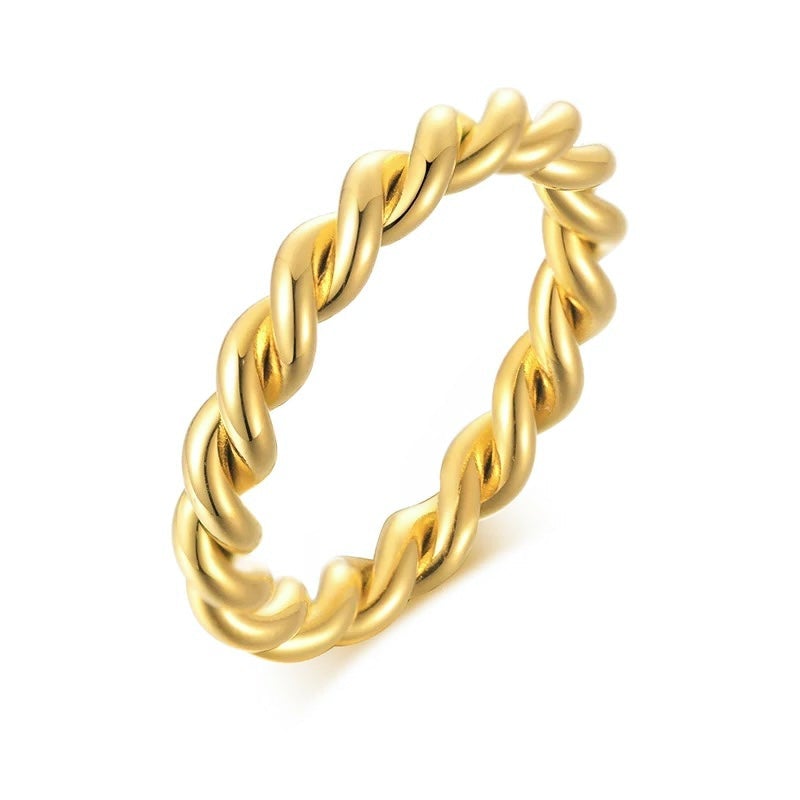 Gold Plated Stainless Steel Twist Ring - Lana Jewelry Bijou Her