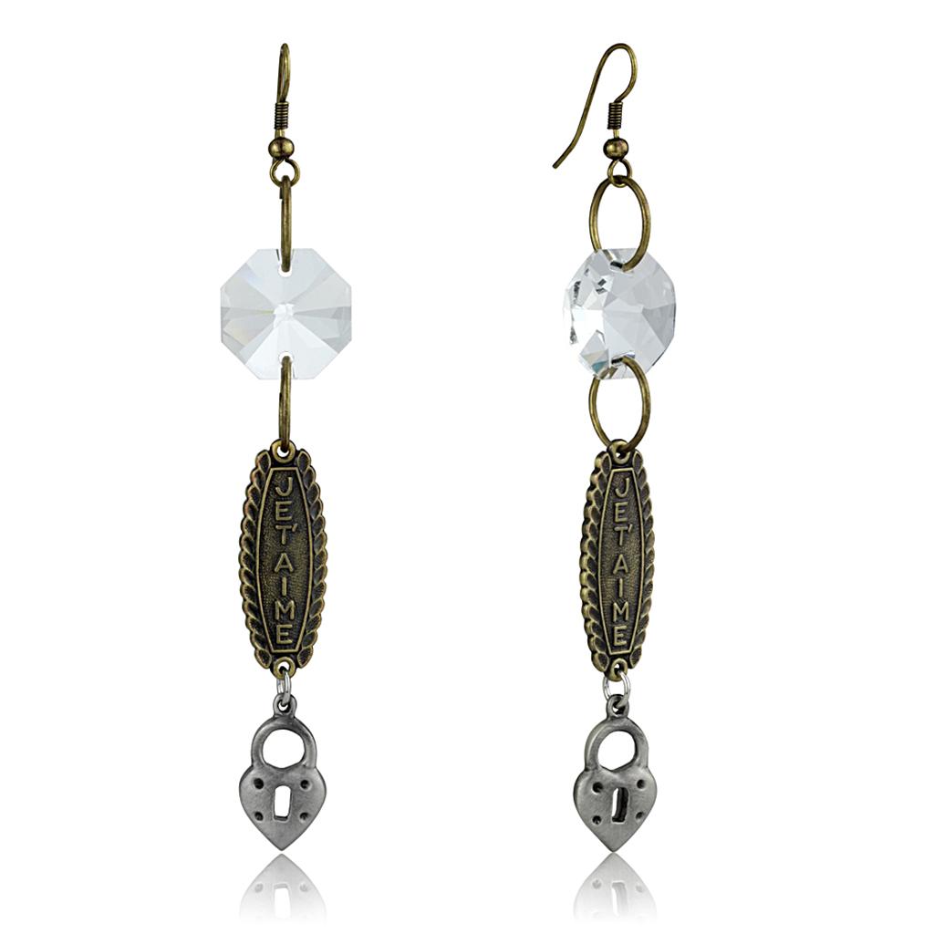 Gold and Antique Silver White Metal Earrings with Synthetic Glass Stone - Ships in 4-7 Days Bijou Her