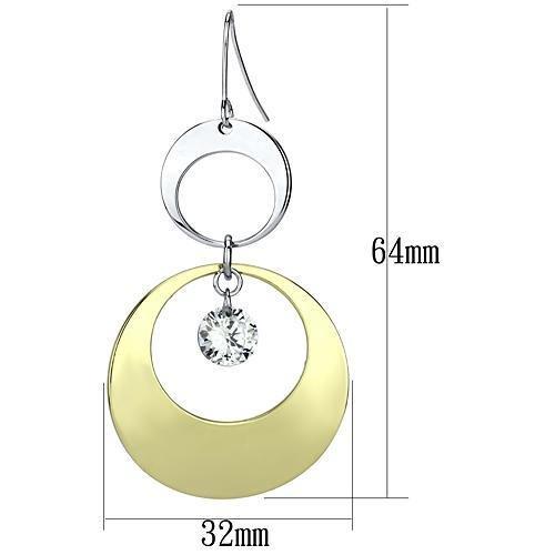 Gold and Rhodium Iron Earrings with AAA Grade CZ - Clear Center Stone - Backordered Bijou Her