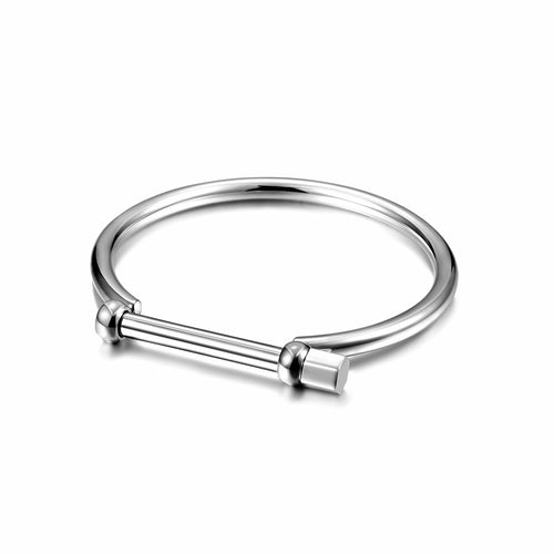 Gold and Silver D-Shaped Screw Bar Bangles for Men and Women Bijou Her