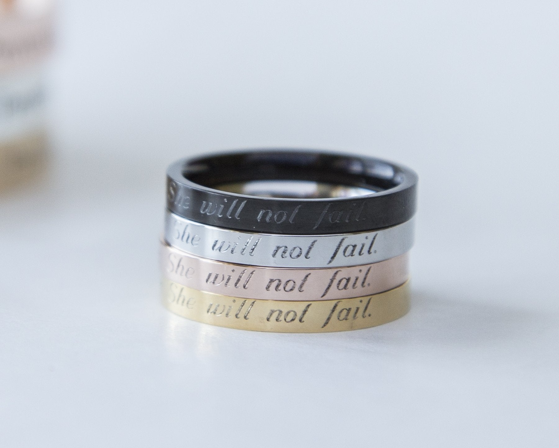 "Psalm 46:5 Engraved Ring - Stainless Steel with Gold, Rose Gold or Black Plating"
Keywords: Psalm 46:5, engraved ring, stainless steel, gold, rose gold, black plating. Bijou Her