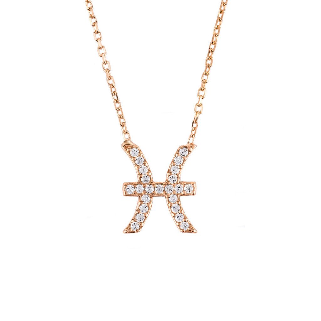 Zodiac Pendant Necklace - Rose Gold Pisces Sign
925 Sterling Silver with Multifaceted Zircons. Lobster Clasp and Size Adjuster. 22ct Rose Gold Plating. Presented in LATELITA Box. 40cm/45 - Accessories - Bijou Her -  -  - 