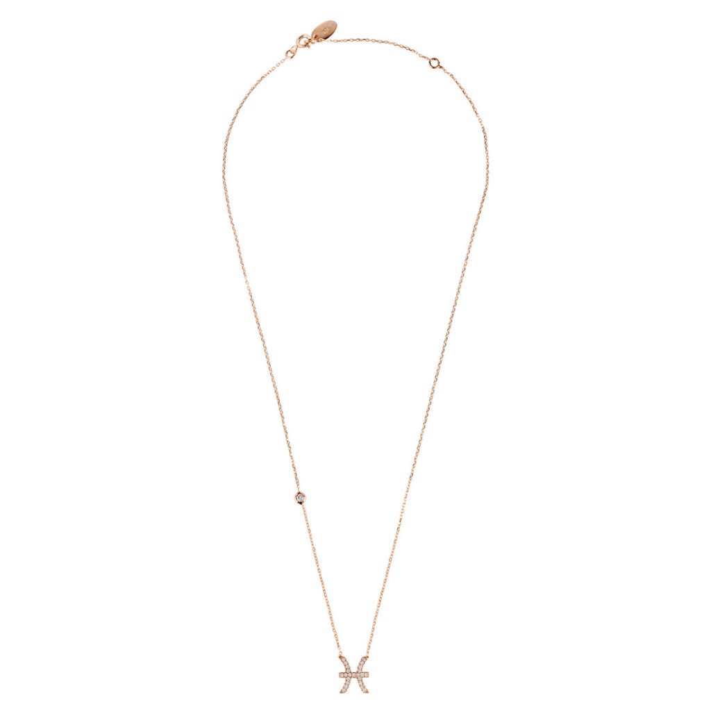 Zodiac Pendant Necklace - Rose Gold Pisces Sign
925 Sterling Silver with Multifaceted Zircons. Lobster Clasp and Size Adjuster. 22ct Rose Gold Plating. Presented in LATELITA Box. 40cm/45 - Accessories - Bijou Her -  -  - 