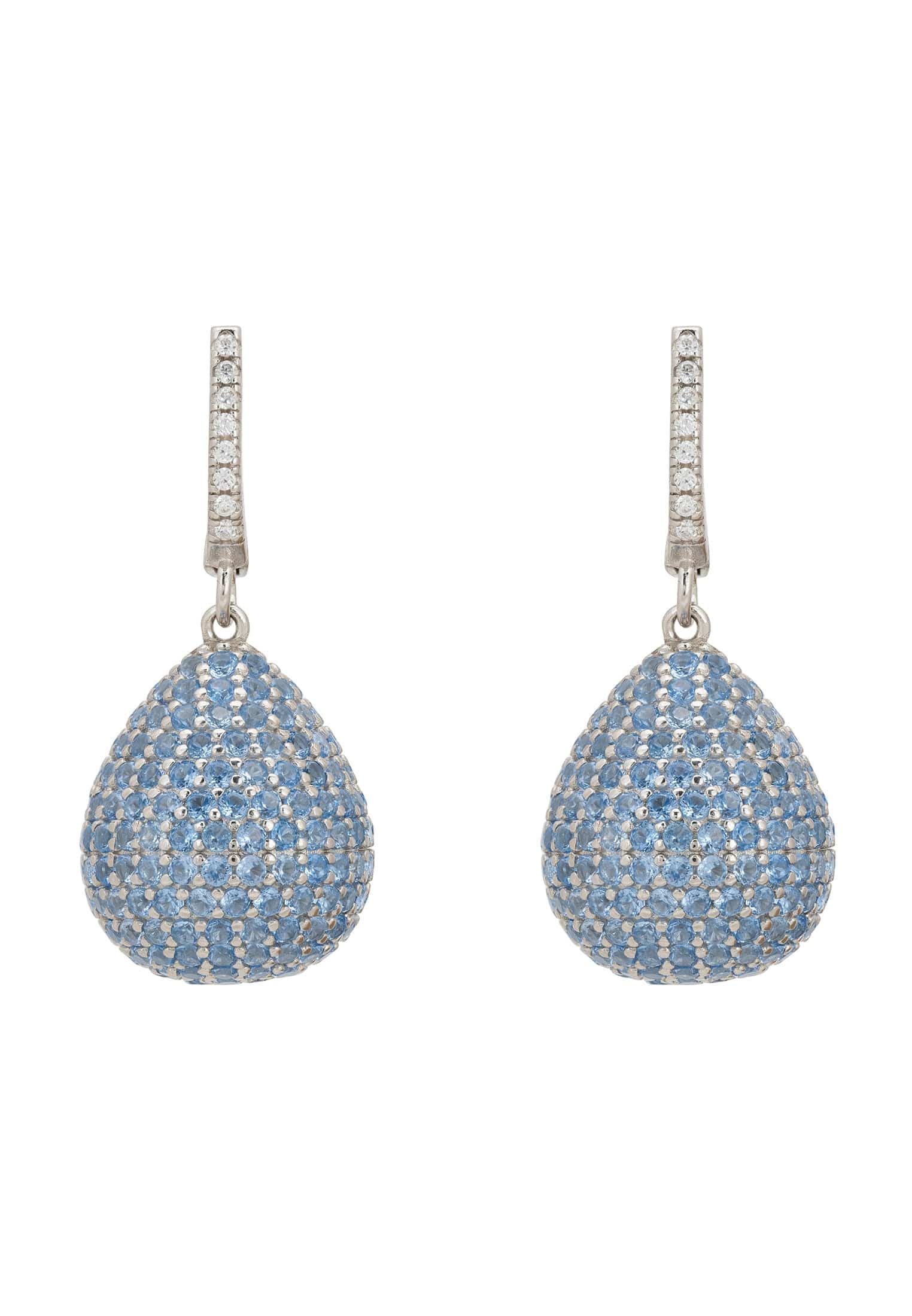Ice Blue Zircon Sterling Silver Pear Drop Earrings - Statement Jewelry for Weddings and Cocktails - Jewelry & Watches - Bijou Her -  -  - 