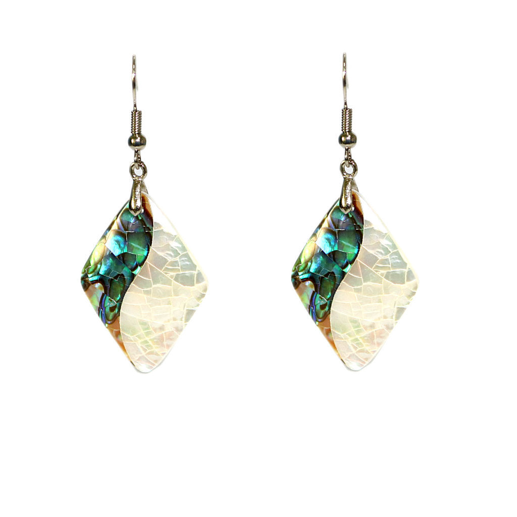 Prismatic White And Green Abalone Shell Earrings - 0 - Bijou Her - Color -  - 