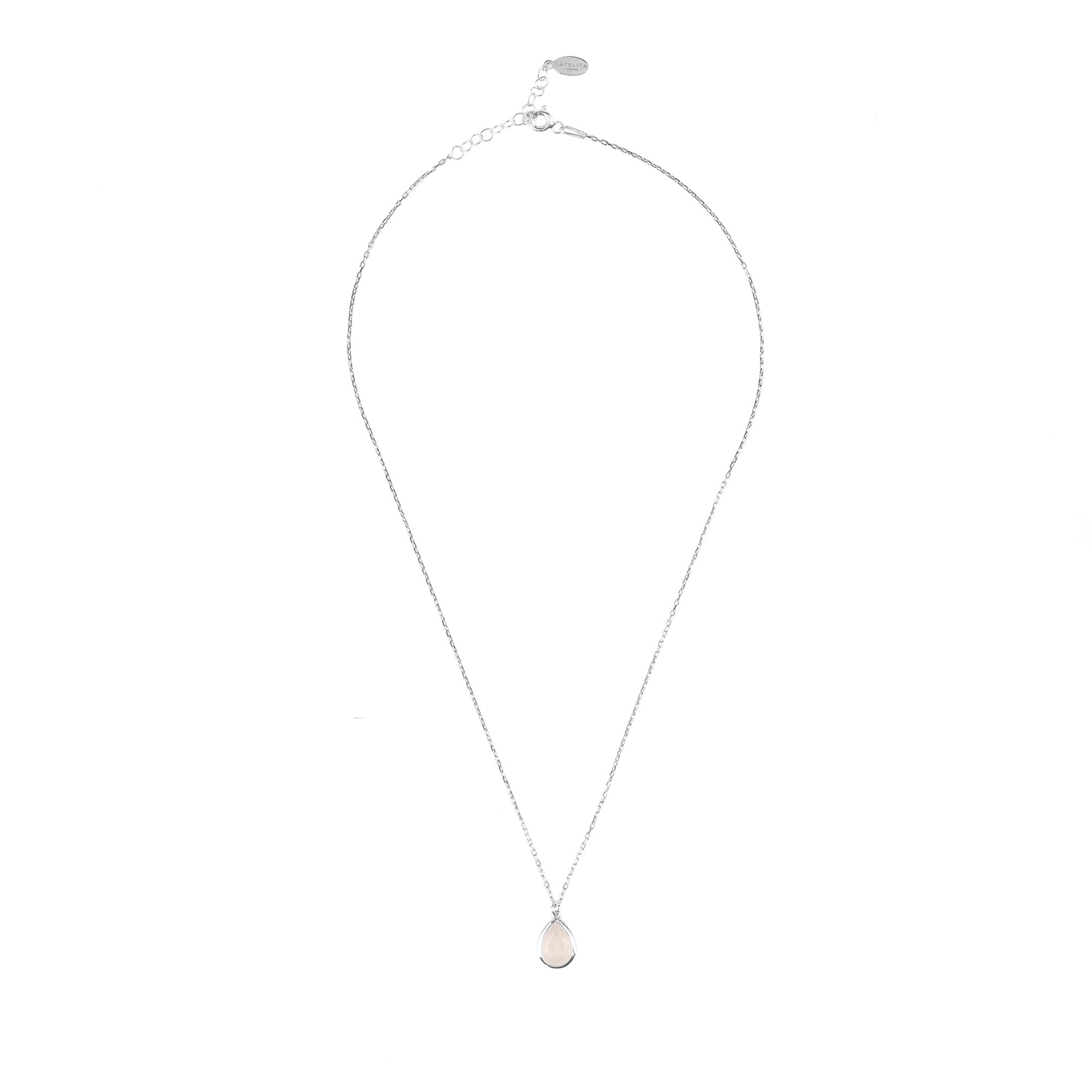 Rose Quartz Mini Teardrop Pendant Necklace - Sterling Silver Capri Collection Jewelry - Ideal Gift for Birthdays and Bridesmaids - Accessories - Bijou Her -  -  - 