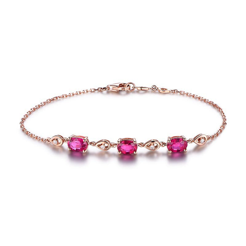 Imitation Red Tourmaline Color Gem Bracelet - 0 - Bijou Her - Color -  - 