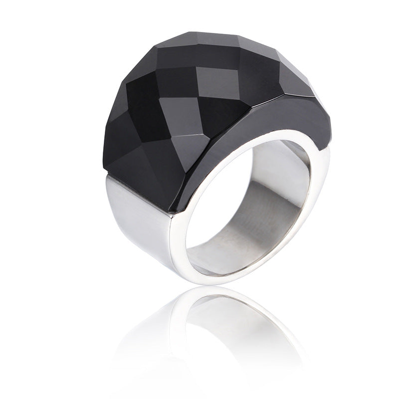 Titanium Steel Crystal Glass Ring For Men And Women - 0 - Bijou Her - Color - Size - 