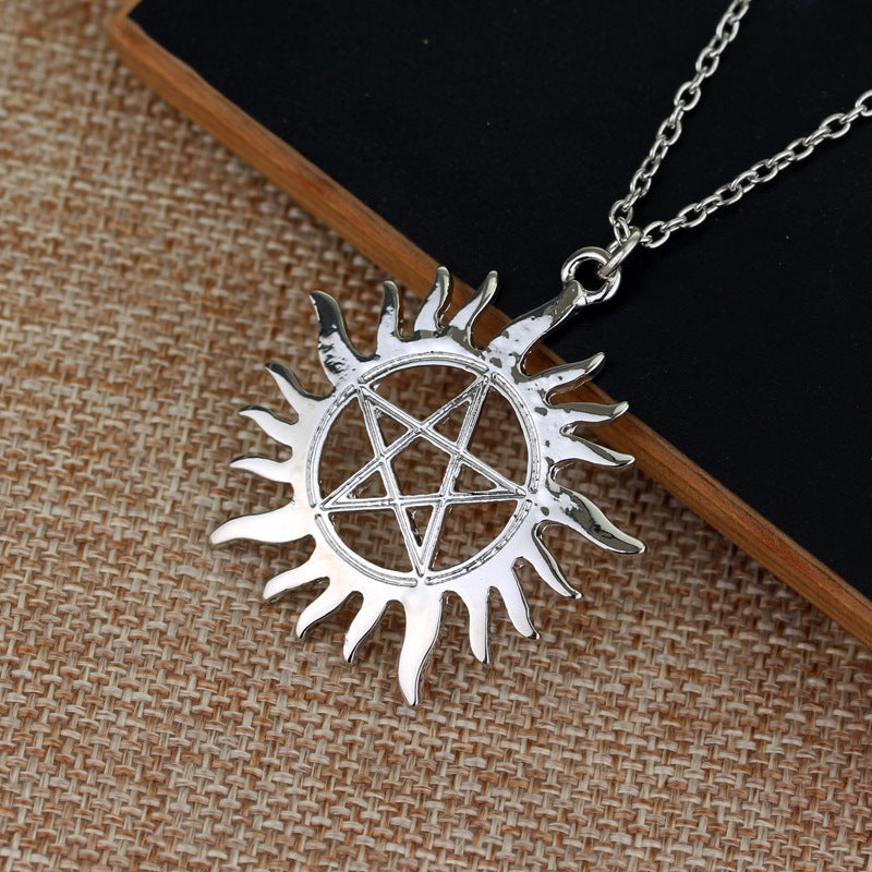 Male Pendant Pentagram Sun Necklace - 0 - Bijou Her -  -  - 