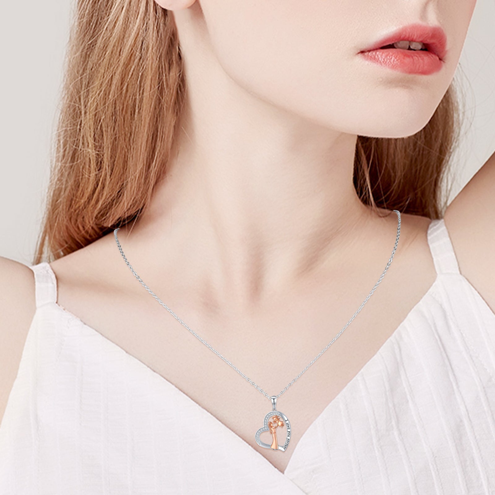 Rose Gold Mother Daughter Necklace in 925 Sterling Silver - 5 - Bijou Her -  -  - 