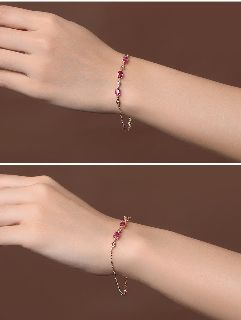 Imitation Red Tourmaline Color Gem Bracelet - 0 - Bijou Her -  -  - 