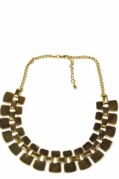 Golden Tribal Necklace with Metal Nuggets - Unique Statement Piece - Necklaces - Bijou Her - Color -  - 