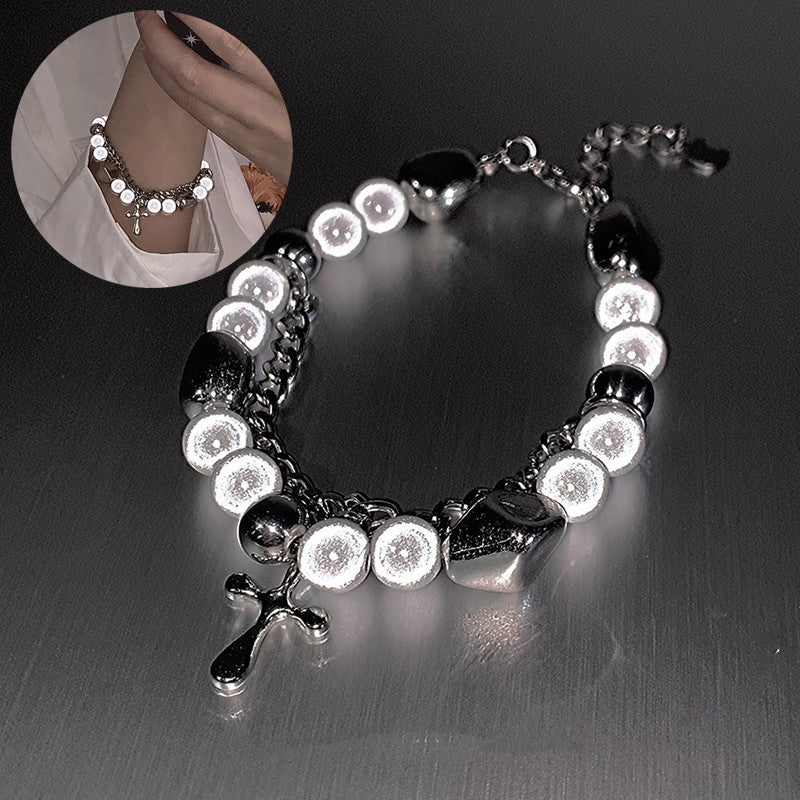 Multi Panel Reflective Pearl Bracelet - 0 - Bijou Her -  -  - 