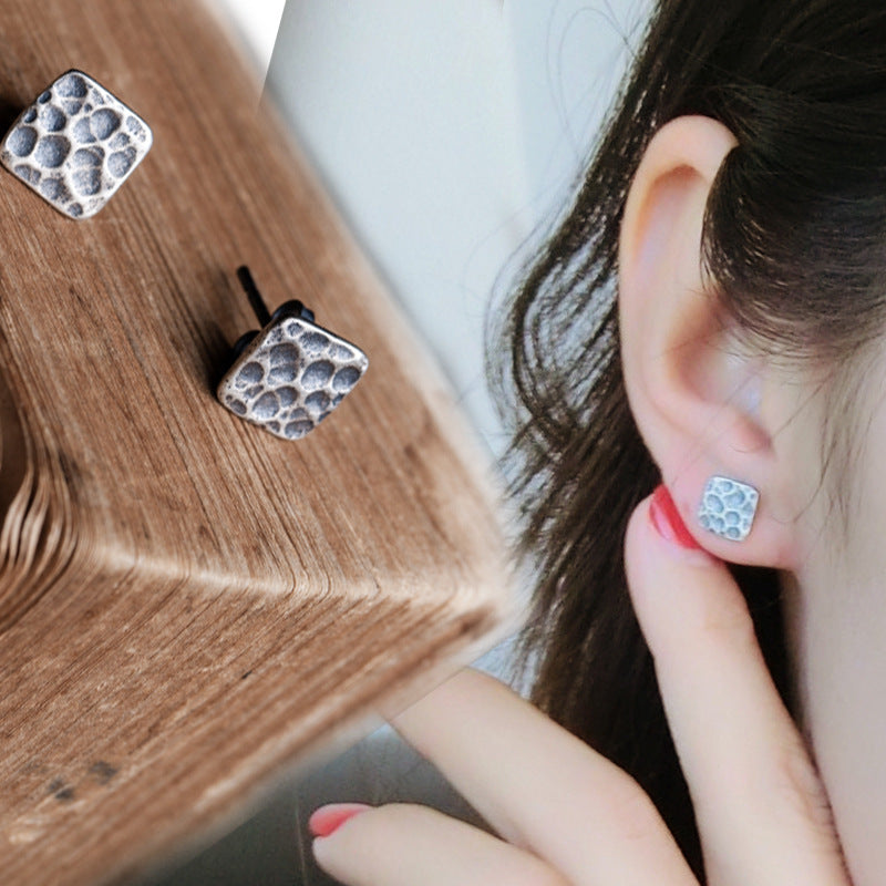 Square Fashion Retro Silver Ear Nail - 0 - Bijou Her -  -  - 