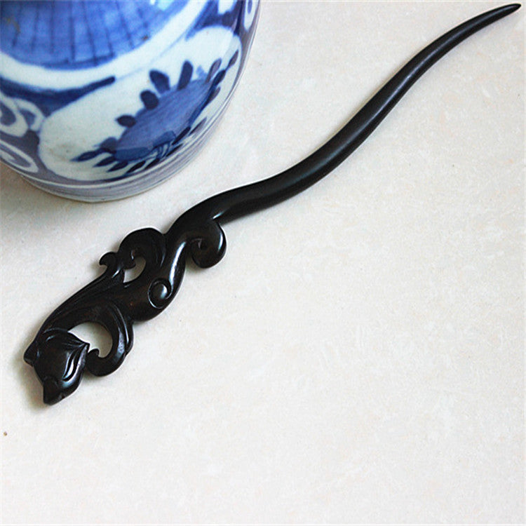 Handmade Inlaid Flower Ebony Hairpin Classical Buyao Han Chinese Clothing Accessories - 0 - Bijou Her - Color -  - 