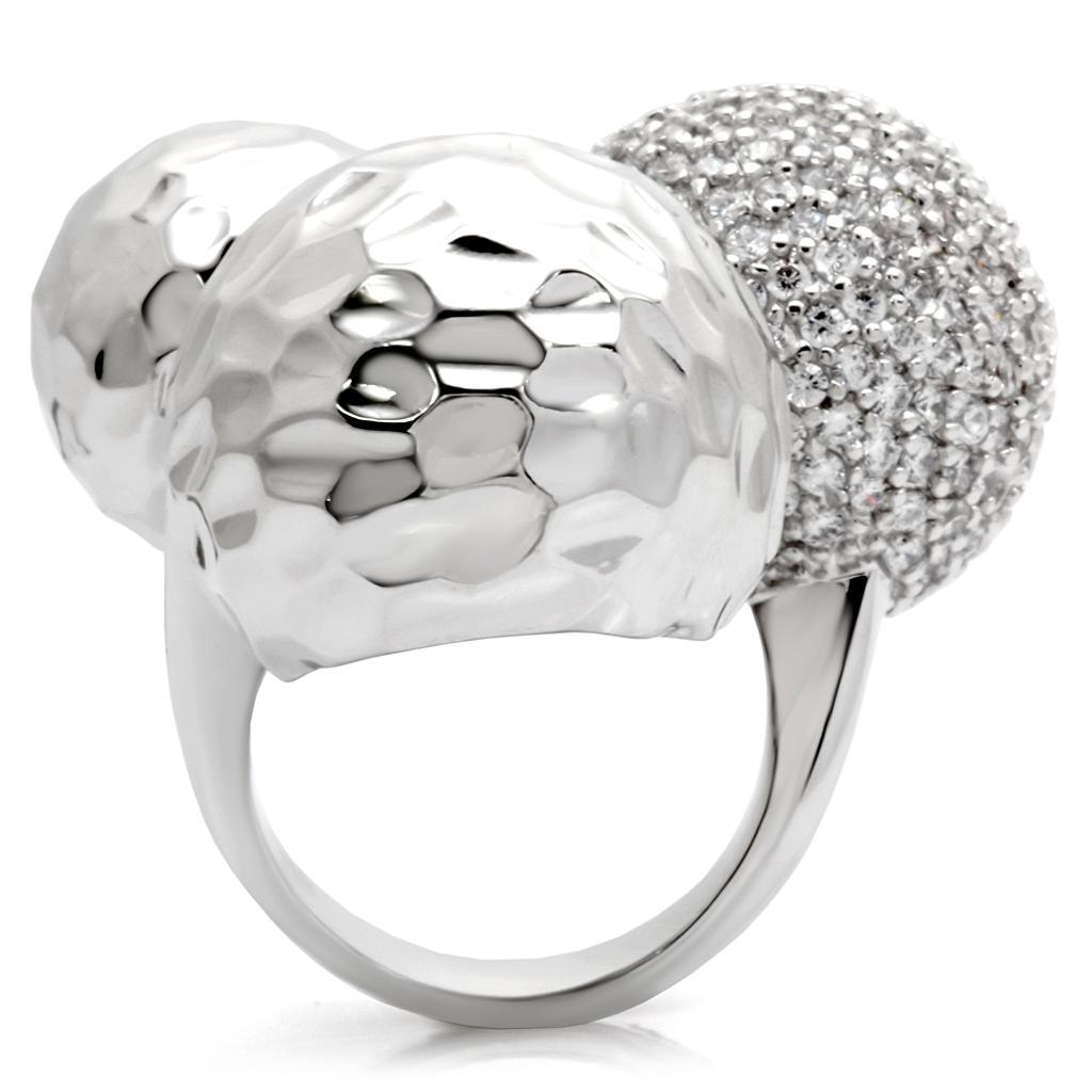 Rhodium Brass Ring with AAA Grade CZ - Clear, In Stock, 19.20g - Rings - Bijou Her -  -  - 