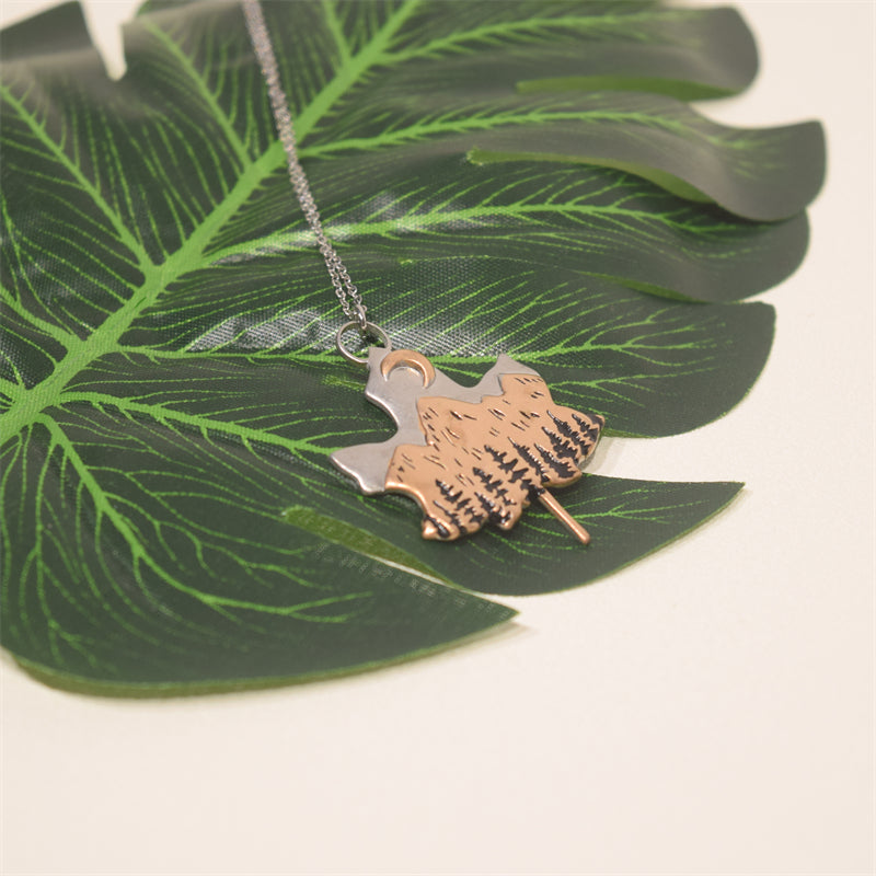 Maple Leaf Trees Stainless Steel Titanium Steel Sweater Necklace Pendant - 4 - Bijou Her -  -  - 