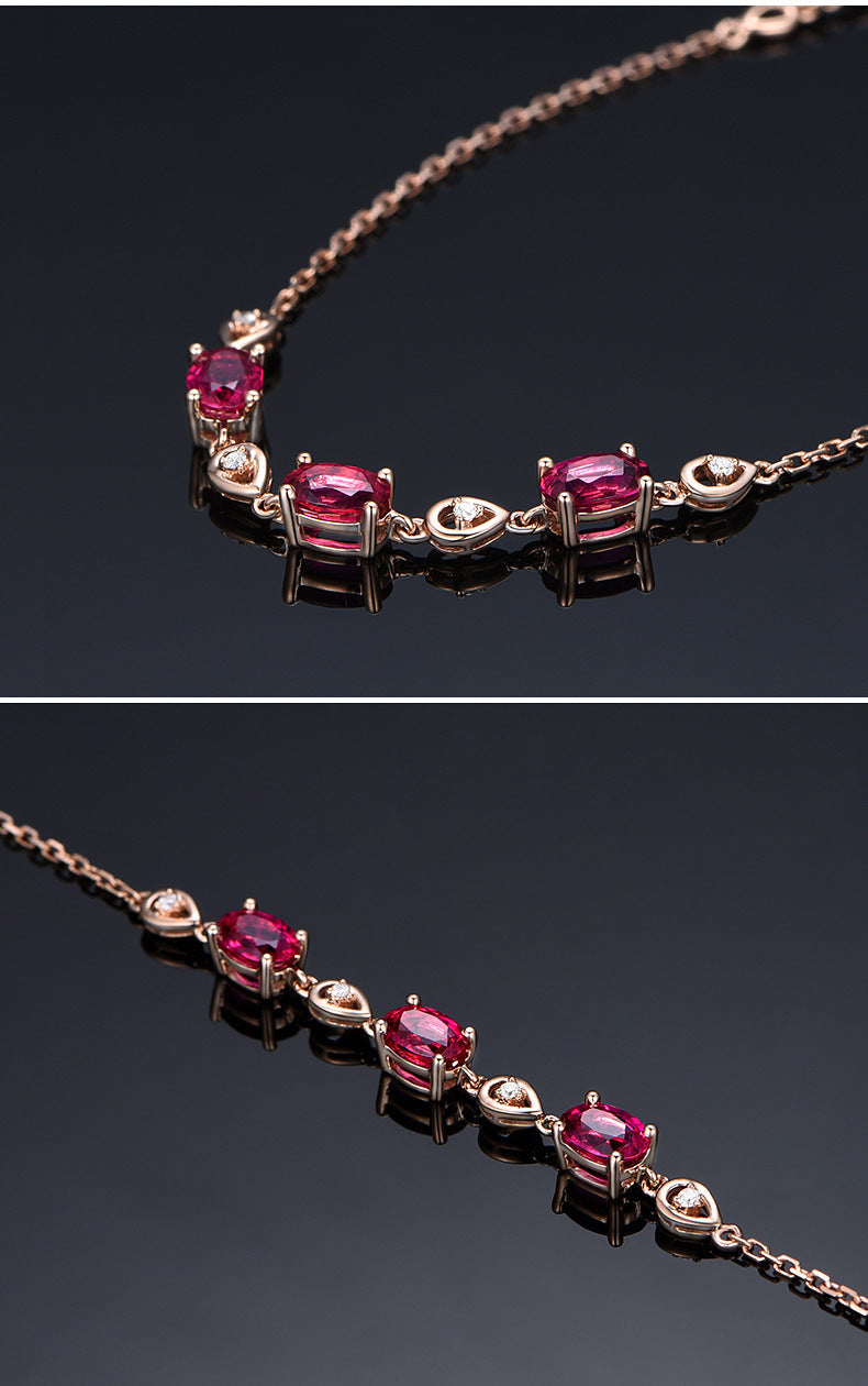 Imitation Red Tourmaline Color Gem Bracelet - 0 - Bijou Her -  -  - 