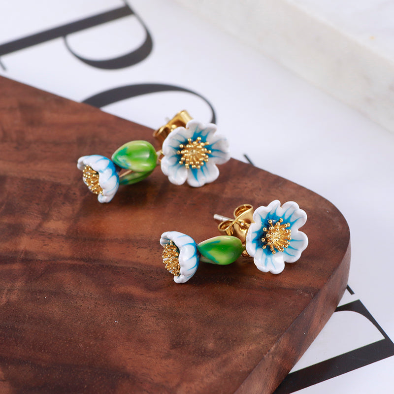 Retro Design Flower Earrings Female - 0 - Bijou Her -  -  - 