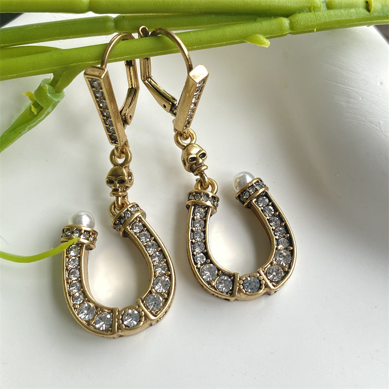 Temperament Horseshoe Old Pendant Earrings - 0 - Bijou Her -  -  - 