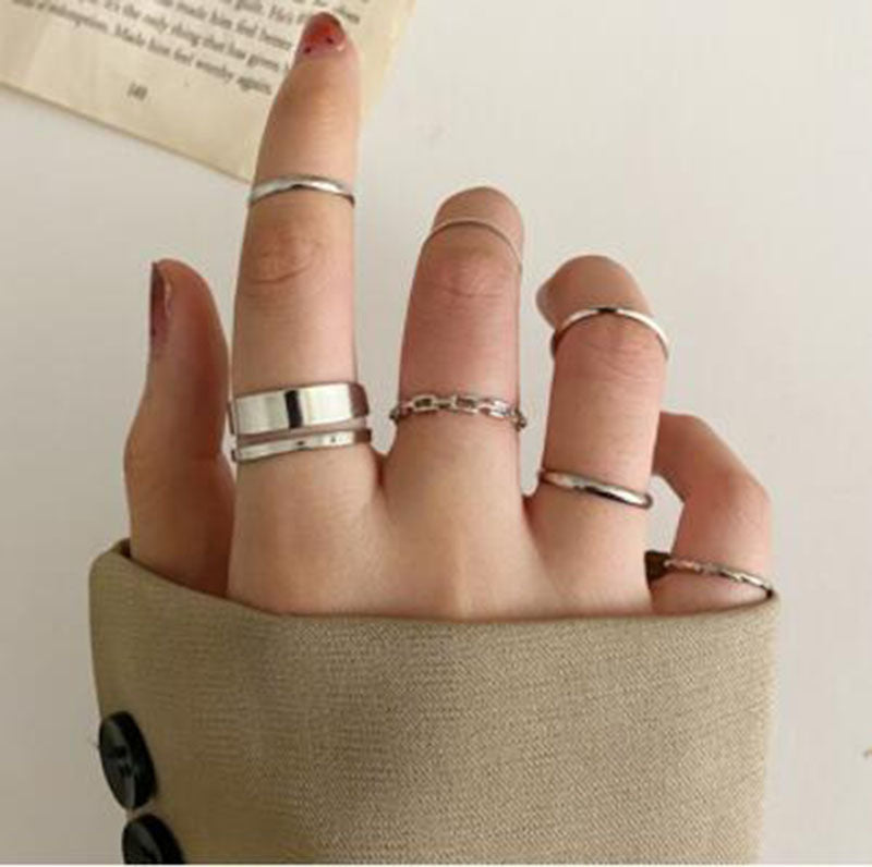 Ring Opening Black Joint Ring Set 5 Piece Set Snake Dark System Ring Interfinger - 0 - Bijou Her - Color -  - 