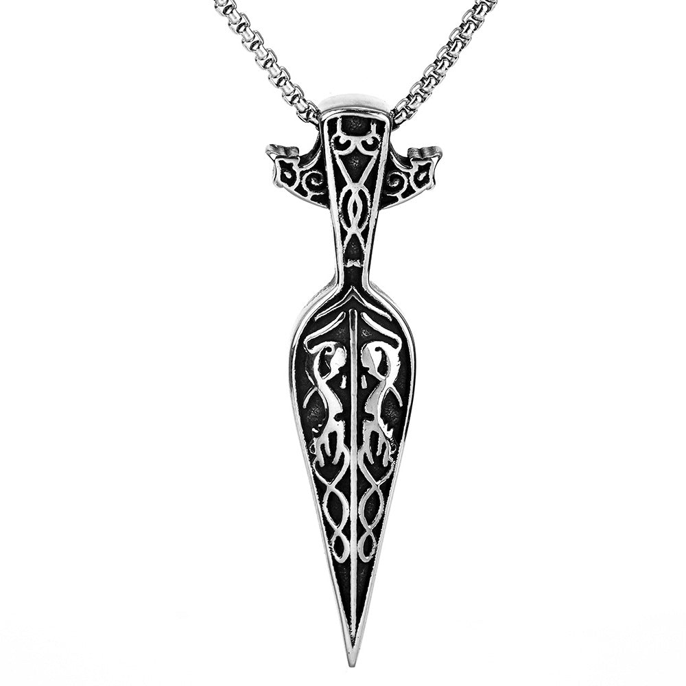 Hip Hop Necklace Vintage Viking Weapon Titanium Steel Men - 0 - Bijou Her - Color -  - 