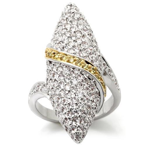 Gold+Rhodium Brass Ring with AAA Grade Topaz CZ Pave - Clearance Sale - Rings - Bijou Her -  -  - 