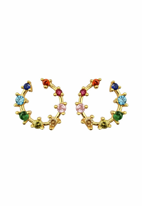 Gold-Plated Viper Earrings with Zirconia Stones for Pierced Ears - Sustainable and Hypoallergenic - Jewelry & Watches - Bijou Her - Color -  - 