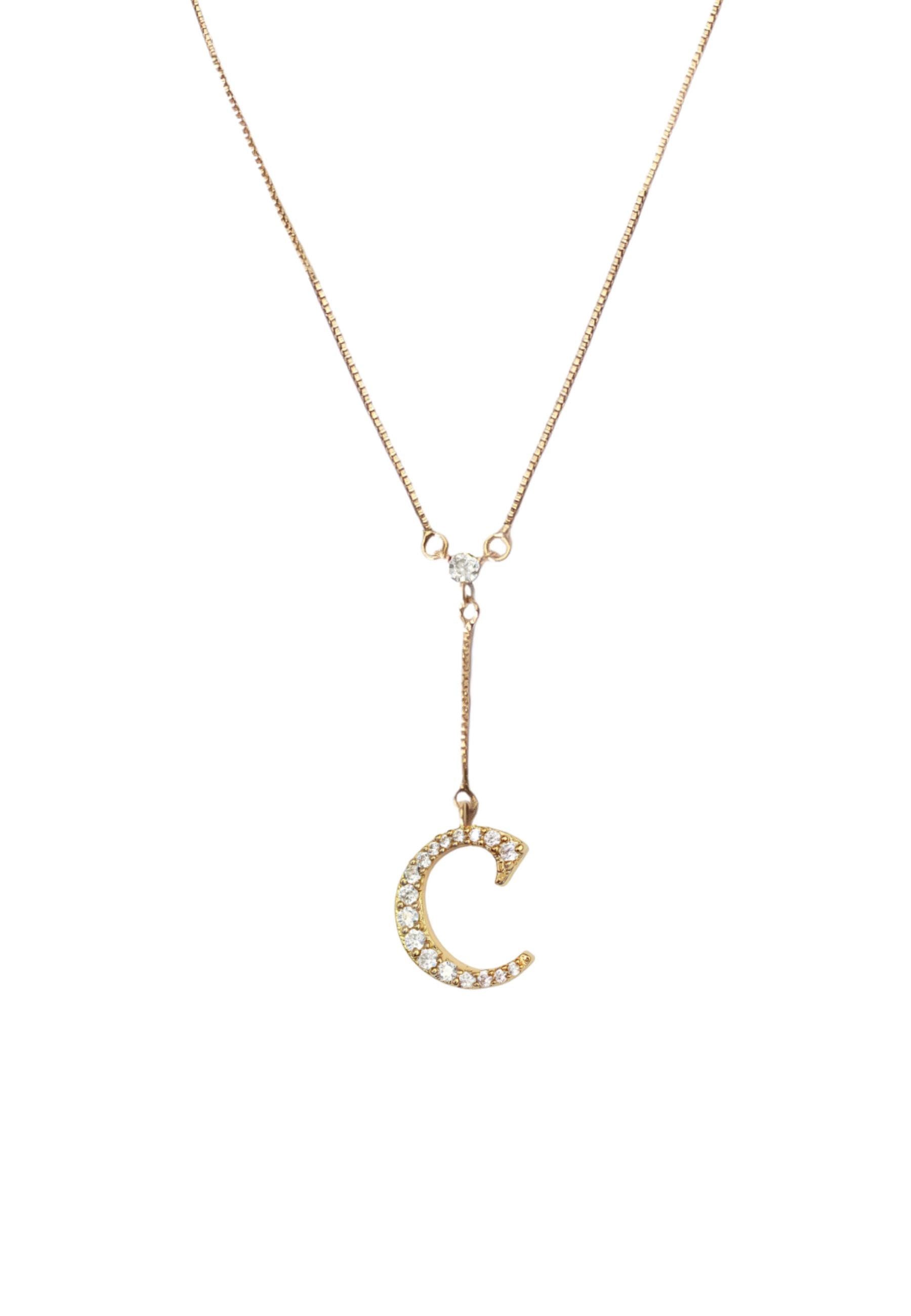 Zirconia Stone Initial Necklaces - 18K Gold-Plated, Adjustable, Hypoallergenic, Sustainable - Jewelry & Watches - Bijou Her -  -  - 