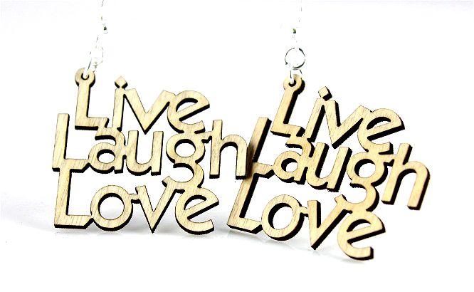 Live Laugh Love Wooden Earrings - Hypoallergenic & Sustainable Materials - Earrings - Bijou Her -  -  - 