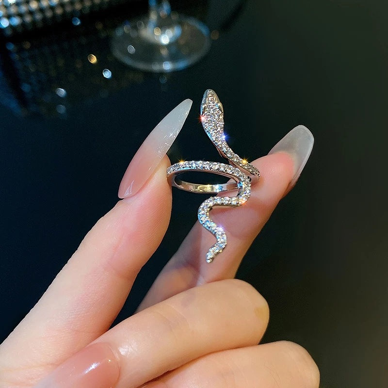 Sea Blue Topa Stone Spirit Snake Zircon Ring Female - 0 - Bijou Her -  -  - 