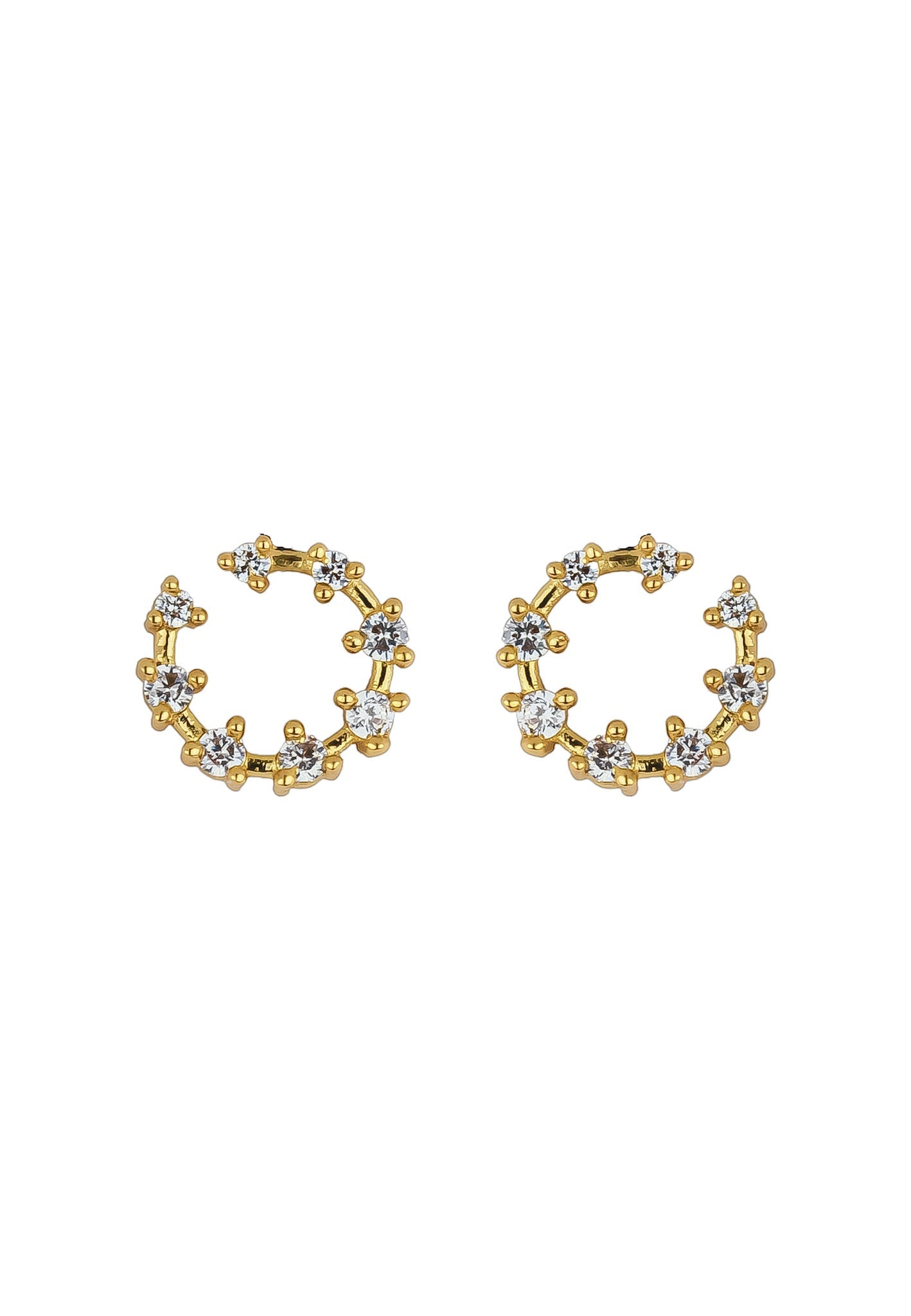 Gold-Plated Viper Earrings with Zirconia Stones for Pierced Ears - Sustainable and Hypoallergenic - Jewelry & Watches - Bijou Her -  -  - 