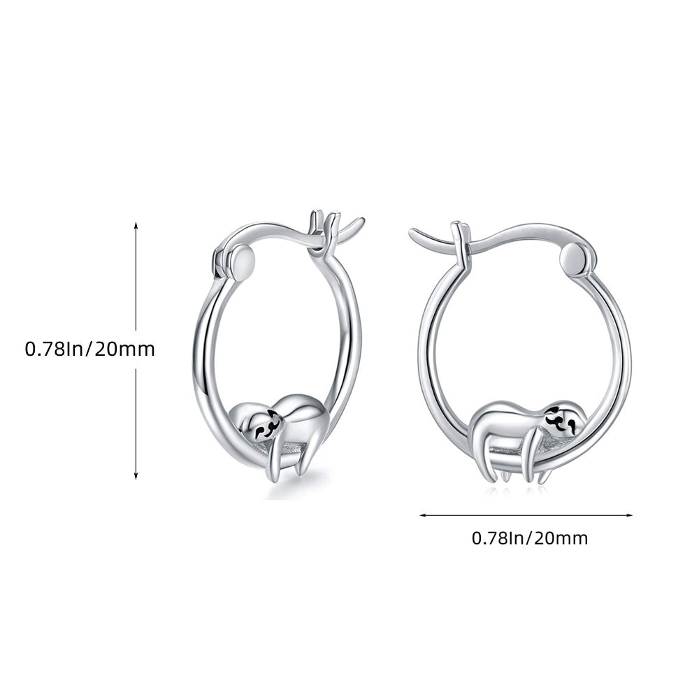 Sloth Time Bronze Earrings French Ear Hook Silver - 0 - Bijou Her -  -  - 